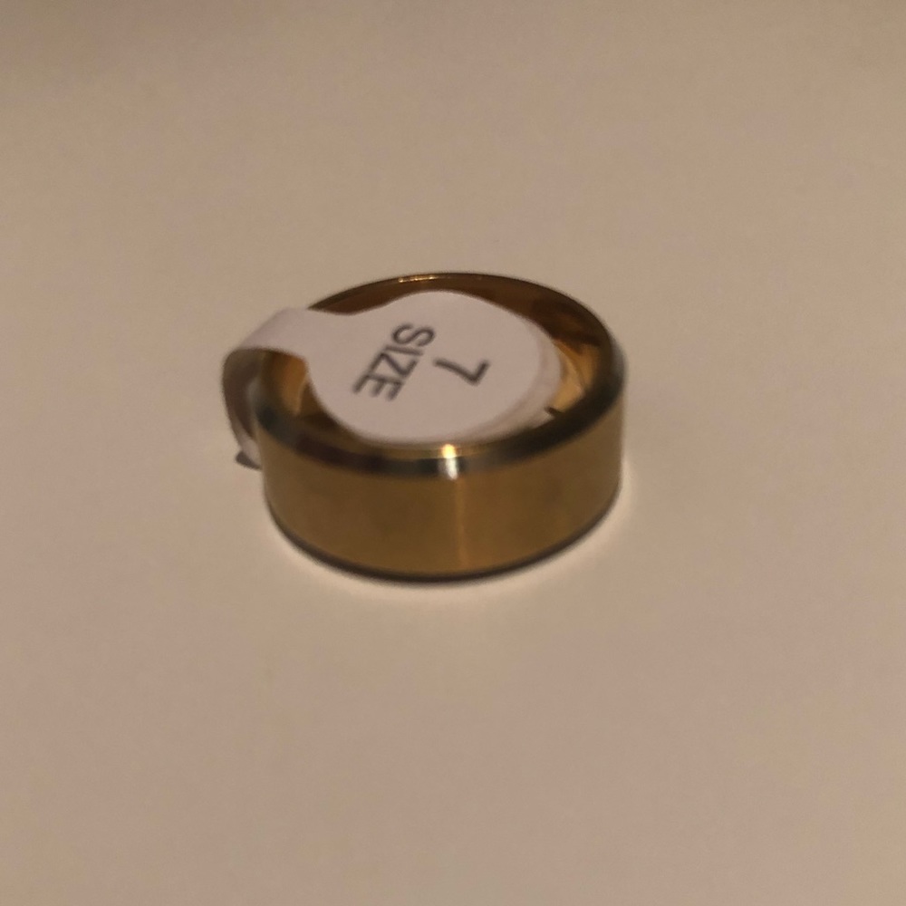 8mm Titanium Ring Stainless Steel Solid Gold Size7